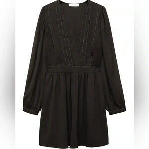 Mango Beaded Puff-Sleeve Mini Dress